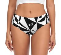 zkyfll Stylish Musical Note Pattern print Women Underwear,Briefs for women Breathable Hipster Panty soft personalized Sexy, Black, M