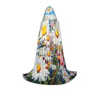 zkyfll Summer Floral Daisies Flower Print Small size Hooded Cloak Halloween Costume,Halloween Cosplay Witch,Robe Cape