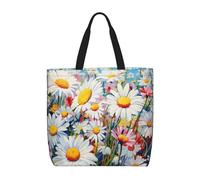 zkyfll Summer Floral Daisies Flower print Tote Bag for Women Reusable Shopping Bag Large Beach Bag Travel Vacation Work