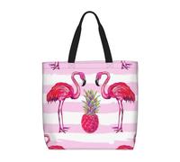zkyfll Summer Tropical Flamingo and Pineapple print Tote Bag for Women Reusable Shopping Bag Large Beach Bag Travel Vacation Work