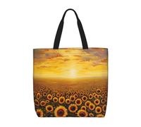 zkyfll Sunflower Field Sunset Sea of Flowers print Tote Bag for Women Reusable Shopping Bag Large Beach Bag Travel Vacation Work