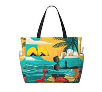 zkyfll Sunset Beach Palm Tree print Large Waterproof Beach Bag for Women Tote Bag for Travel Vacation fun Travel Bag