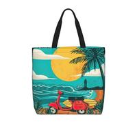 zkyfll Sunset Beach Palm Tree print Tote Bag for Women Reusable Shopping Bag Large Beach Bag Travel Vacation Work