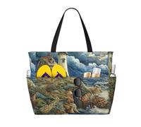 zkyfll The Seaside Lighthouse print Large Waterproof Beach Bag for Women Tote Bag for Travel Vacation fun Travel Bag