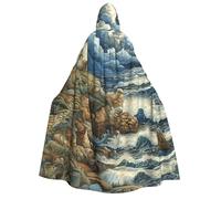 zkyfll The Seaside Lighthouse Print Large Women Men Adults Length Hooded Cloak Cape with Hooded Halloween Cosplay Costumes