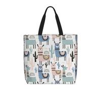 zkyfll Tropical Cactus Animal Lama print Tote Bag for Women Reusable Shopping Bag Large Beach Bag Travel Vacation Work