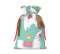 zkyfll Tropical Llama Alpaca Cactus Flower print Christmas Drawstring Gift Bags Xmas Holiday Party Favor Candy Treats Presents