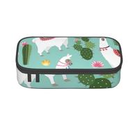 Zkyfll Tropical Llama Alpaca Cactus Flower print Large Capacity Pencil Case Pouch Organizer Portable Bag Makeup Bag Cosmetic Bag