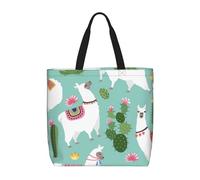 zkyfll Tropical Llama Alpaca Cactus Flower print Tote Bag for Women Reusable Shopping Bag Large Beach Bag Travel Vacation Work