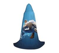 zkyfll Unique 3D Animal dolphin Print Small size Hooded Cloak Halloween Costume,Halloween Cosplay Witch,Robe Cape