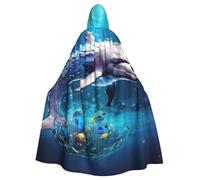 zkyfll Unique 3D Animal dolphin Print Women Men Adults Length Hooded Cloak Cape with Hooded Halloween Cosplay Costumes