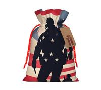 zkyfll US Military Soldiers Patriotic Memorial Day print Christmas Drawstring Gift Bags Xmas Holiday Party Favor Candy Treats Presents