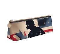 zkyfll US Military Soldiers Patriotic Memorial Day print personalized Pencil Case Leather Pencil Pouch Stationery Organizer Makeup Bag