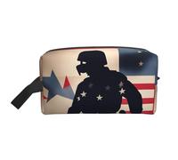 zkyfll US Military Soldiers Patriotic Memorial Day Print Women's Makeup Bag Cosmetics Storage Pouch Beach Travel Fashion Toothbrush Bag