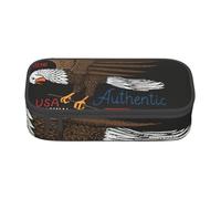 Zkyfll USA Patriotic Eagle with American Flag print Large Capacity Pencil Case Pouch Organizer Portable Bag Makeup Bag Cosmetic Bag