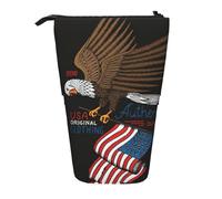 zkyfll USA Patriotic Eagle with American Flag print Upright Pencil Case, Telescopic Pencil Holder, Cute Pencil Bag, Pencli Organizer