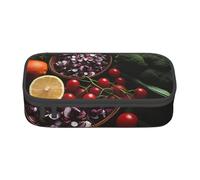 Zkyfll variety fresh fruits 1 print Large Capacity Pencil Case Pouch Organizer Portable Bag Makeup Bag Cosmetic Bag, Black, One Size, Funny