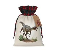 zkyfll Velociraptor Dinosaur02 print Christmas Drawstring Gift Bags Xmas Holiday Party Candy Presents bag,8.3 x 11.8 in