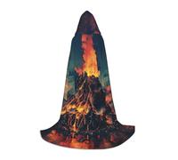 zkyfll volcano Print Small size Hooded Cloak Halloween Costume,Halloween Cosplay Witch,Robe Cape