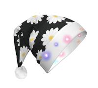zkyfll White Daisy 2 print Christmas Santa Hat Plush Light Up Funny Christmas Hat For Adult,Christmas Party