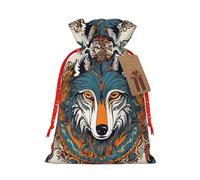Zkyfll wolf motifs colorful draw02 Christmas Drawstring Gifts Bags Xmas Gifts Bags birthdays Party gifts-wrapping