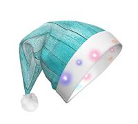 zkyfll Wooden Planks Texture Wallpaper print Christmas Santa Hat Plush Light Up Funny Christmas Hat For Adult,Christmas Party