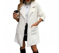 ZKYUCH Autumn And Winter Fashion Simple Pocket Suit Collar Jacket White Coat,Color1,S