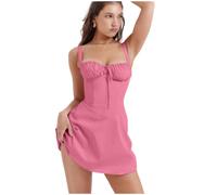 ZKYUCH Spaghetti Strap Corset Mini Dress Women Sweetheart Bustier A-Line Short Sundress For Club Party Date,Color1,XL
