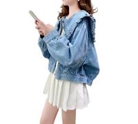 ZKYUCH Spring And Autumn Cowboy Jacket Women's Loose And Age Reducing Casual Short Jacket Top,Color1,2XL