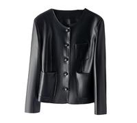 ZKYUCH Spring And Autumn Leather Jacket, Suit For Women, Short Style, Slim Fit, Stylish, Motorcycle, Large Size,Color1,M