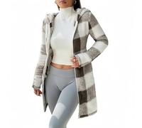 ZKYUCH Winter Comfortable Plush Plaid Hooded Slim Fit Cardigan Jacket,Color1,M