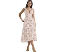 ZKYUCH Women Sleeveless V Neck Corset Midi Dress, Ruched Bust Flowy A Line Floral & Solid Party Dress,Color3,M