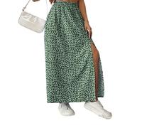 ZKYUCH Women's Floral Print Maxi Skirt - Elastic Waist, Side Split, Casual Long A-Line Skirt For Summer Beach,Color3,M