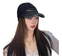 ZKYUCH Women's Hand-Crocheted Lace Baseball Cap, Breathable Hollow-Out Sun Hat, Vintage Floral Knit Summer Visor,Color2