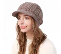 ZKYUCH Womens Winter Bonnet Hat Girls Cable Knitted Warm Newsboy Cabbie Beret Cloche Casual Bucket Bowler Hat Skull Beanie With Visor,Color9