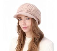 ZKYUCH Womens Winter Bonnet Hat Girls Cable Knitted Warm Newsboy Cabbie Beret Cloche Casual Bucket Bowler Hat Skull Beanie With Visor,Color1