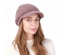 ZKYUCH Womens Winter Bonnet Hat Girls Cable Knitted Warm Newsboy Cabbie Beret Cloche Casual Bucket Bowler Hat Skull Beanie With Visor,Color8