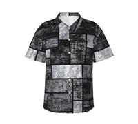 Zkzbdplk Abstract Gray Hawaiian Shirt - Full-Print Short Sleeve Button-Up Shirt for Men and Teens, Perfect for Beach & Tropical Getaways