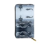 ZKZBDPLK Aircraft Carrier Print Exceptional Leather Long Wallet - Premium Quality Clutch with Full Print Design - A Splendid Statement of Class and Durability