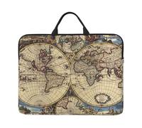 ZKZBDPLK Ancient Map World Globe Printed 14 In Waterproof Laptop Case, Portable Handle, 600d Oxford Cloth Strong And Durable For Work Travel On Business
