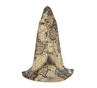 Zkzbdplk Ancient Map World Globe Printed Long Hooded Cape For Teenagers Cosplay Role Party Festival Halloween Costumes