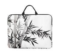 ZKZBDPLK Bamboo Tree Image Chinese Calligraphy Printed 14 In Waterproof Laptop Case, Portable Handle, 600d Oxford Cloth Strong And Durable For Work Travel On Business