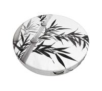 Zkzbdplk Bamboo Tree Image Chinese Calligraphy Round Bar Chair Cushion Cover - Full Print Design, Velvet & Foam Construction For Kitchen/Bar Stools