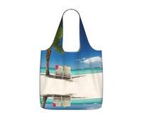 ZKZBDPLK Beach Palm Tree Chairs Boats Print Storage Bag With A Drawstring Backpack For Shopping, Commuting & Travel