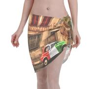 ZKZBDPLK Beautiful Italy Print Women's Beach Short Sarong – Beautifully Full-Printed, Semi-Transparent Sarong, Offering Sensual Elegance and Comfort On The Beach