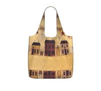 ZKZBDPLK Beige Brown House And Fruit Print Storage Bag With A Drawstring Backpack For Shopping, Commuting & Travel