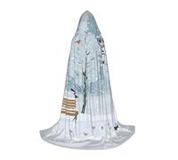 Zkzbdplk Birds In The Park On A Snowy Day Printed Long Hooded Cape For Teenagers Cosplay Role Party Festival Halloween Costumes