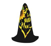 Zkzbdplk Blessed To Be Called Sunflower Printed Long Hooded Cape For Teenagers Cosplay Role Party Festival Halloween Costumes