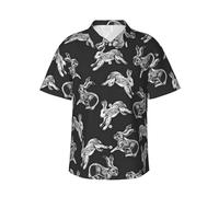 Zkzbdplk Bunny Rabbit Hawaiian Shirt - Full-Print Short Sleeve Button-Up Shirt for Men and Teens, Perfect for Beach & Tropical Getaways Black