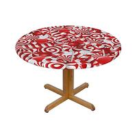 ZKZBDPLK Candy Canes Round Table Cloth â€“ Waterproof, Stain-Resistant Decorative Table Cover With Elastic Hem For Circular & Octagonal Tables